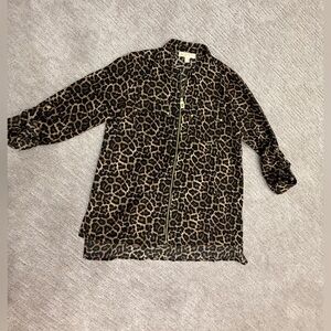 Like New!! Michael Kors Leopard Print Zip-Up Shirt